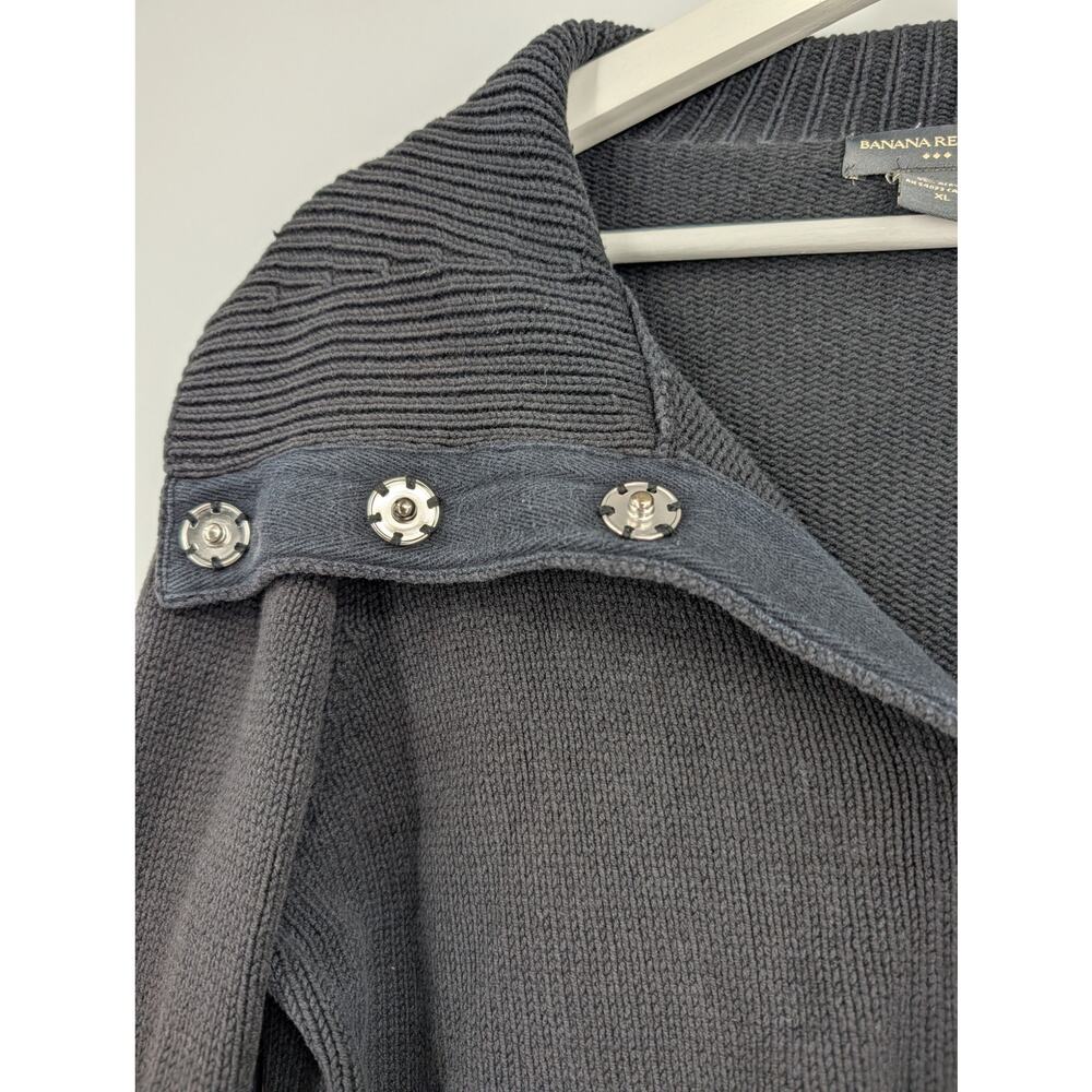 Banana Republic Chunky Shawl Collar Black Big Button Cardigan XL Career Office - Picture 3 of 8